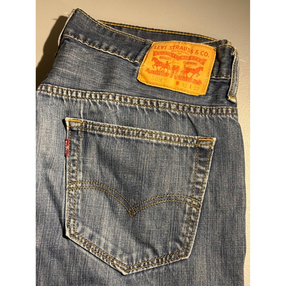 Levis 569 Loose Straight Leg Jeans Mens 33x32 (33x29) Medium Wash Blue Denim